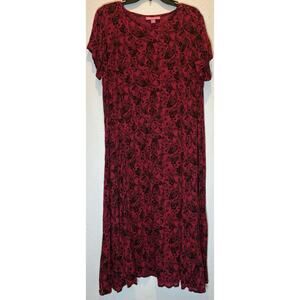 Woman Within Red and Black Short Sleeve Floral Paisley Maxi Size Small (10/12)